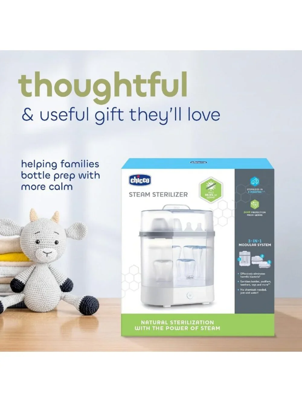 3-in-1 Electric Steam Sterilizer for Baby Bottles & Accessories - Fast